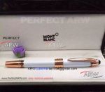 Perfect Replica Mont blanc J F K White and Rose Gold Clip Rollerball Pen